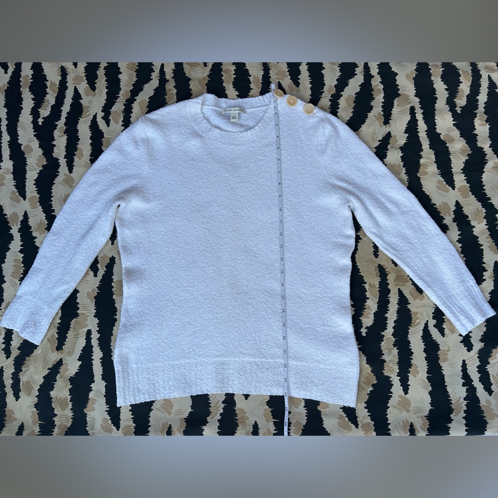 BANANA REPUBLIC Women’s Cotton Blend Crewneck Pullover White Sweater Size: L - Picture 4 of 10